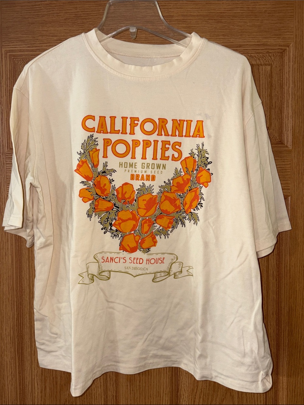California Poppies Graphic Tee - White with Orange Print